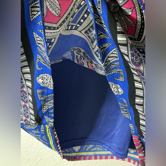 Pink Owl Blue Mini Dress with Geometric Patterns and Tank Top Style - Picture 4 of 6